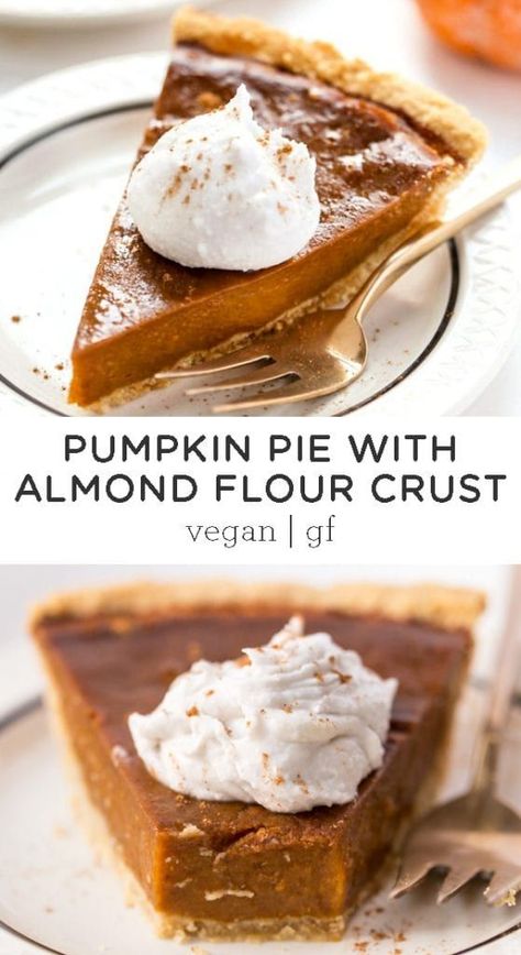 Almond Flour Pie Crust, Vegan Pumpkin Pie Recipe, Healthy Vegan Dessert, Thanksgiving Vegan, Gluten Free Pumpkin Pie, Healthy Pumpkin Pies, Vegan Pumpkin Pie, Simply Quinoa, Pumpkin Pie Recipe