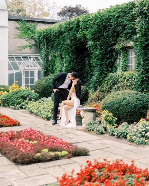 I love the look of this gorgeous engagement session! This garden was incredible to shoot in, and I love all the tones and colours! This truly was such a magical shoot! #emilymichelson #photography #beauty #style #fashion #engagement #cute #photoshoot #garden Bridgerton Engagement Shoot, Couple Photoshoot Garden, Filoli Gardens Photoshoot, December Couple, Garden Engagement Shoot, Botanical Garden Photo Shoot, Photoshoot Garden, Vintage Engagement Shoot, Outdoor Engagement Pictures