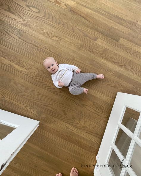 Red Oak Hardwood Floors Stains, Hardwood Floor Stains, Red Oak Wood Floors, Oak Floor Stains, Pine And Prospect, Pine And Prospect Home, Cottage Paint Colors, Home Exterior Decor, Floor Stain Colors