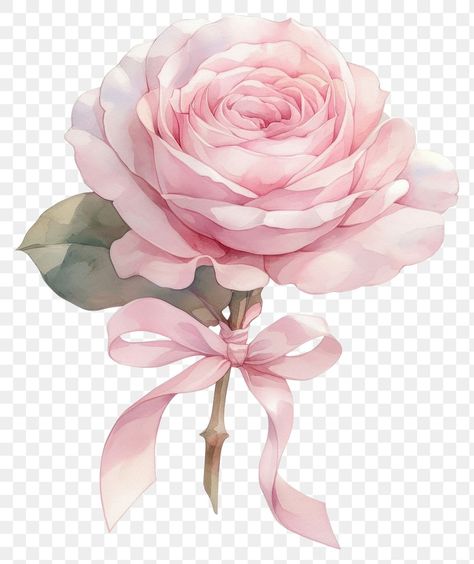 Pink Flowers White Background, Pink Rose Illustration, Roses Coquette, Transparent Pictures, Pink Ribbon Png, Roses Illustration, Svg Ideas, Rose Illustration, Ribbon Png