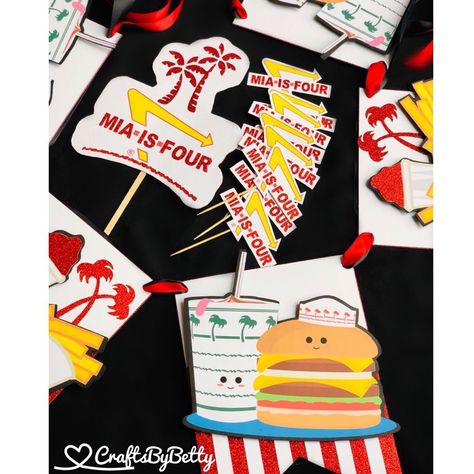 In N Out Birthday Party Theme, In N Out Party, Moms Birthday Party, Baby Party Themes, In And Out Burger, Burger Party, In N Out Burger, In-n-out Burger, In N Out