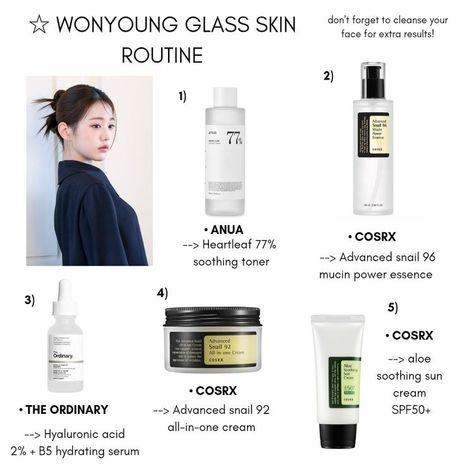 Korean Skincare Routine Glass Skin, Korean Skincare Products For Glass Skin, Korean Glass Skincare Routine, Wonyoung Skincare Aesthetic, Skincare For Glowy Skin, Yesstyle Skincare Products, No Texture Skin, Korean Glass Skin Routine Products, Korean Glass Hair