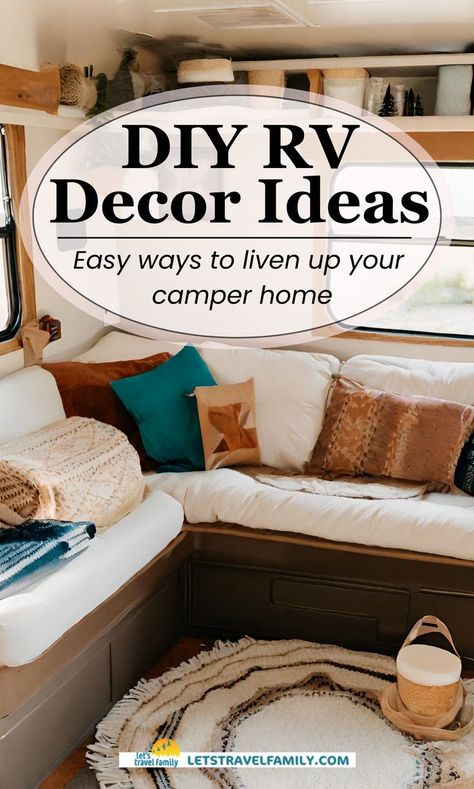 Camper Living Full Time, Rv Decor Ideas, Rv Decorating Ideas, Time Organization, Camper Home, Rv Living Room, Decorating Your Rv, Rv Decorating, Travel Trailer Decor