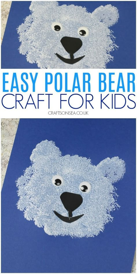 This cute polar bear craft for toddlers is a great way to practice fine motor skills and is perfect for winter or arctic animal crafts. Polar Bear Craft For Toddlers, Craft For Kids Easy, Arctic Animals Crafts, Winter Animal Crafts, Toddlers Crafts, Winter Crafts For Toddlers, Puppy Crafts, Polar Bear Craft, Bear Craft