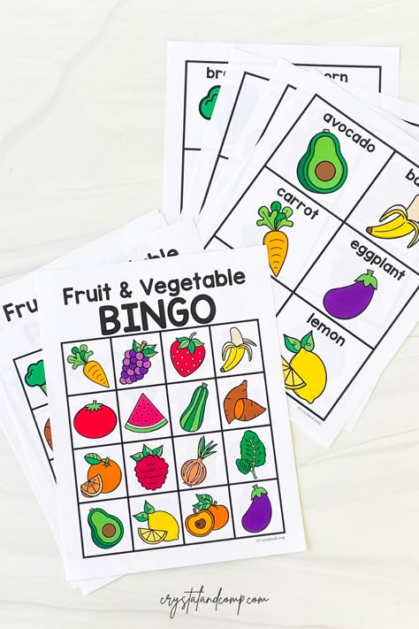 Fruit And Veg Theme Preschool, Preschool Veggie Activities, Fruit Or Vegetable Preschool Activity, Fruit And Vegetable Sorting Preschool, Vegetable Bingo Free Printable, Fruit Vs Vegetable Preschool, Summer Fruit Activities For Kids, Olivers Vegetables Activities, Fruit And Veggie Lesson Plans