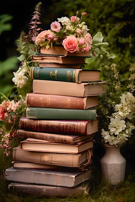 Image Nature, Book Flowers, Book Wallpaper, Beautiful Books, Jolie Photo, Stack Of Books, Book Photography, Aesthetic Vintage, 2024 Vision