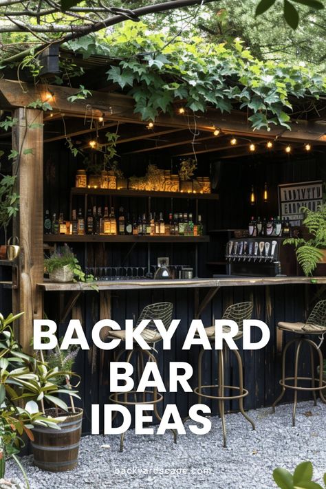 Maximize your outdoor area with compact backyard bar ideas. Great for small spaces, these solutions prove you don't need a lot of room to create a stylish and functional bar. Garden Bar Pergola, Pool Bar Shed Ideas, Simple Outdoor Bar Ideas, Small Patio Area Ideas Backyards, Outdoor Tavern Ideas, Bar Garden Ideas, Open Bar Design Outdoor, Outdoor Mini Bar Ideas Backyards, Outdoor Small Bar Ideas