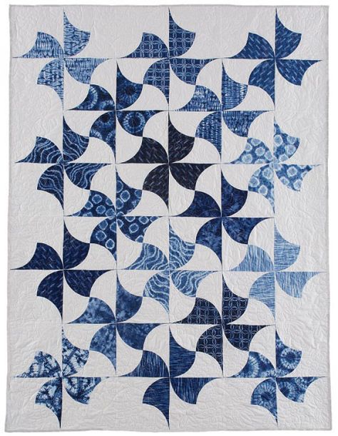 Fons & Porter Clamshell template set is used for this throw size quilt that uses 10 Traditional Quilt Patterns Patchwork, Dutch Quilts, Clamshell Quilt, Blue Quilt Patterns, Tessellation Patterns, Colchas Quilting, Blue And White Quilts, Indigo Quilt, Drunkards Path