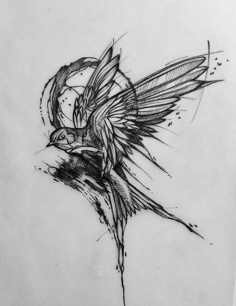 Swallow Bird Tattoos, Sketch Style Tattoos, Sparrow Tattoo, Kunst Tattoos, Graffiti Tattoo, Swallow Tattoo, Bird Sketch, Tatuaje A Color, Hand Tattoos For Guys