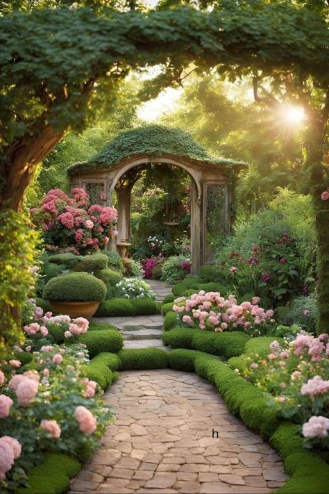 Rose Garden Design Ideas, Romantic Garden Ideas, English Estate Gardens, English Rose Garden, Landscaping With Roses, Fantasy Gardens, Garden Romantic, Rose Garden Design, Castle Gardens