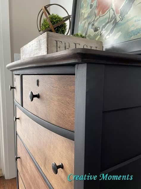 Stunning Walnut and Black Antique Dresser | Hometalk Black Antique Dresser, Refinished Dresser Diy, Antique Dresser Makeover, Dresser Upcycle, Dresser Flips, Stained Dresser, Dresser Diy, Boy Dresser, Dresser Refinish