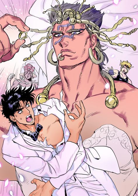 Wamuu Jojo, Mark Formal, Caesar Anthonio Zeppeli, Kars Jojo, Suit Tattoo, Muscular Male, Ornate Ring, Joseph Joestar, Jojo Parts