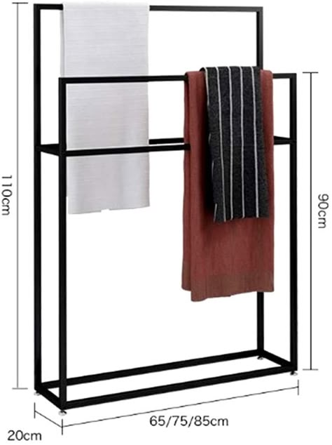 Amazon.com: Freestanding Towel Racks for Bathroom Floor, Tall Modern Stainless Steel Towel Rack Holder, 2-Tier Towel Stand Black Towel Valet Stand for Quilt, Blanket, Bath Towels, Clothes black-85x20x110 : Home & Kitchen Toallero Ideas, Metal Towel Racks, Towel Rack Pool, Standing Towel Rack, Free Standing Towel Rack, Towel Holder Stand, Hand Towel Rack, Storing Towels, Bathroom Towel Rails