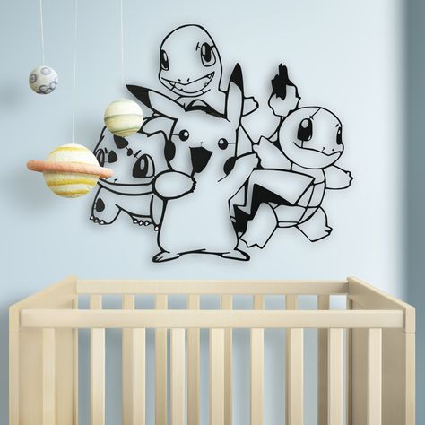 Pokemon Wall Decor, Metal Wall Art, Pikachu Wall Art, Charmander Decor, Squirtle Art, Bulbasaur Art, Kids Room Decor, Gifts for Kids - Etsy Pikachu Room Ideas, Pokemon Bathroom Ideas, Pikachu Room Decor, Girls Pokemon Bedroom, Pokemon Boys Bedroom, Boys Pokemon Bedroom Ideas, Pokemon Bedroom Kid Rooms, Pokemon Nursery Theme, Pokemon Room Ideas Kids