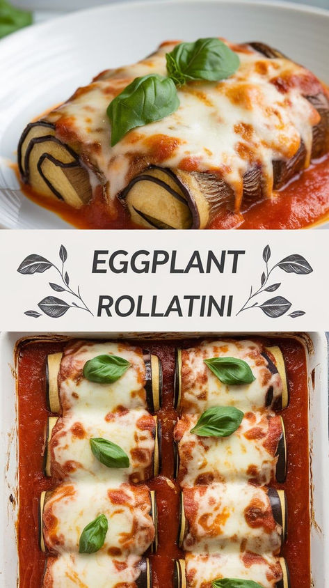 Healthy & Flavorful! – Try this lightened-up Eggplant Rollatini recipe! Tender eggplant slices, creamy ricotta filling, and a tangy marinara sauce make this dish both nutritious and flavorful, perfect for a wholesome dinner. Eggplant And Ricotta Recipes, Rollatini Eggplant, Easy Eggplant Rollatini Recipe, Vegan Eggplant Rollatini, Eggplant Rollups, Eggplant Rolitini, Eggplant Rollatini Recipe, Eggplant Rolls, Eggplant Rollatini