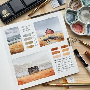 Sketchbook Pages Watercolor, Color Study Sketchbook, Watercolor Studies, Watercolor Journal, Artist Journal, Watercolor Sketchbook, 수채화 그림, Watercolor Artists, Art Diary