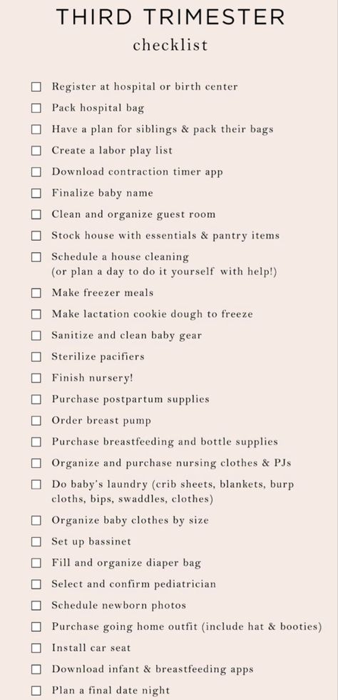 3rd Trimester To Do List, Third Trimester Essentials, Third Trimester To Do List, 1st Trimester Checklist, Second Trimester Checklist, Nesting Party Checklist, 2nd Trimester Checklist, Third Trimester Quotes, Third Trimester Meals