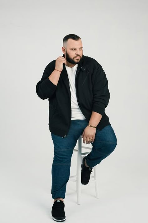 Clothing, Leg, Sleeve, Denim, Trousers, Jeans, Collar, Shoulder, Textile, Standing, Plus Size Men Outfits, Healthy Meals For Dinner, Outfits For Big Men, Plus Size Mens Clothing, Jacket With Jeans, Meals For Dinner, Chubby Guy, Mens Fashion Work, Tall Men Clothing