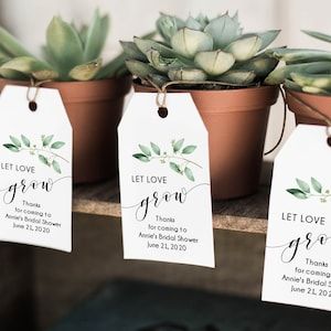 Succulent Favor Tags Bridal Shower Editable Template Greenery | Etsy Watch Me Grow Tags, Baby Shower Verde, Baby Shower Boho, Succulent Favors, Succulent Wedding Favors, Watch Me Grow, Diy Gifts For Mom, Green Baby Shower, Boy Baby Shower Ideas