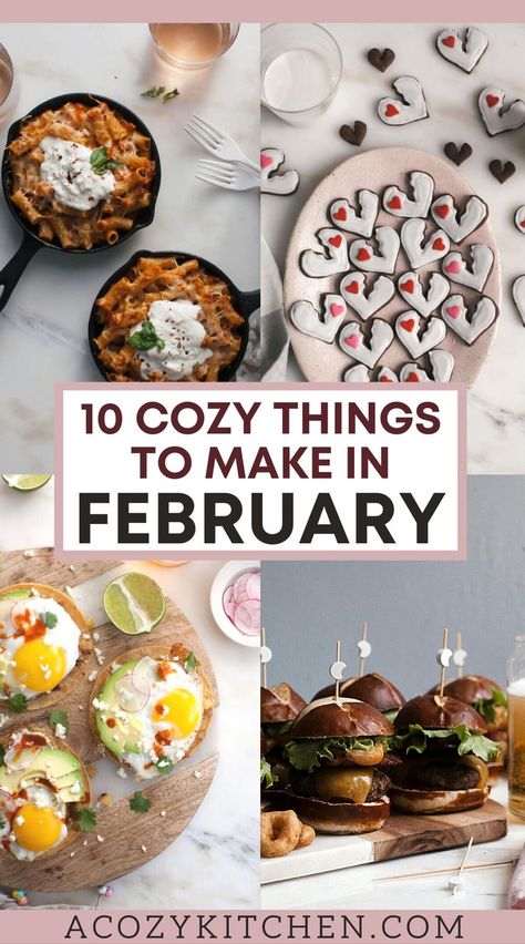 I figured I’d start by sharing some thing that you should make and eat in the month of February. February is inching closer and closer to us so it's time to get to menu and meal planning. From easy dessert ideas for Valentine's Day to amazing Super Bowl party recipes and easy meals, this has something for everyone to enjoy! #comfortfood #footballfood #winterrecipes February Foods In Season, February Meal Ideas, February Food Ideas, February Art Prompts, February Dinner Ideas, February Dinners, February Home Decor, February Meal Plan, February Food