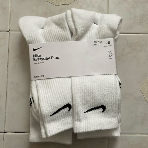 Pack Of Nike Socks, Nike Socks And Crocs, Nike Socks Long, White Nike Crew Socks, Nike Socks Pack, Long White Nike Socks, White Nike Socks Aesthetic, Nike Non-slip Casual Socks, Nike Casual Non-slip Socks