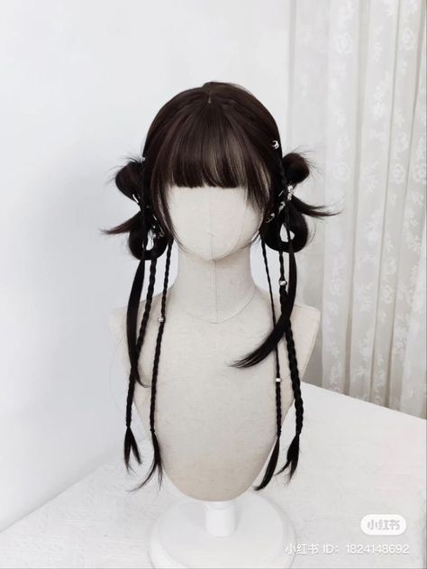 Hair Inspiration Long, Long Hairstyle, Hairstyle Inspo, Cosplay Hair, Kawaii Hairstyles, Trendy Hairstyle, Pigtail Hairstyles, Ribbon Hairstyle, Easy Hairstyle