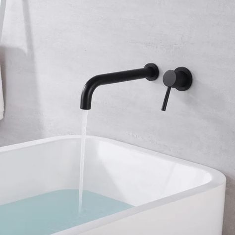 1 Handle Wall Mounted Roman Tub Faucet Black Tub Faucet, Wall Mount Tub Filler, Black Tub, Bathtub Filler, Wall Mount Tub Faucet, Roman Tub Faucets, Roman Tub, Bath Faucet, Tub Filler