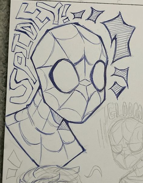 Spider Man Easy Sketch, Spiderman Drawing Ideas Easy, Spider Man Design Art, Easy To Draw Spiderman, Spiderman Drawing Outline, Super Hero Doodles, Comic Sketch Ideas, Sketch Ideas Spiderman, Cute Spider Man Drawing