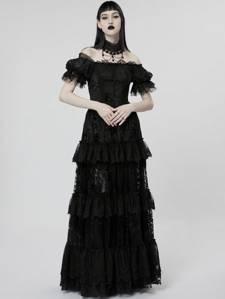 Black Gothic Vintage Gorgeous Lace Long Victorian Party Dress - Devilnight.co.uk Black Dress Gothic, Black Gothic Dress, Gothic Wedding Dress, Punk Dress, Black Print Dress, Goth Dress, Gothic Wedding, Gothic Dress, Black Wedding Dresses