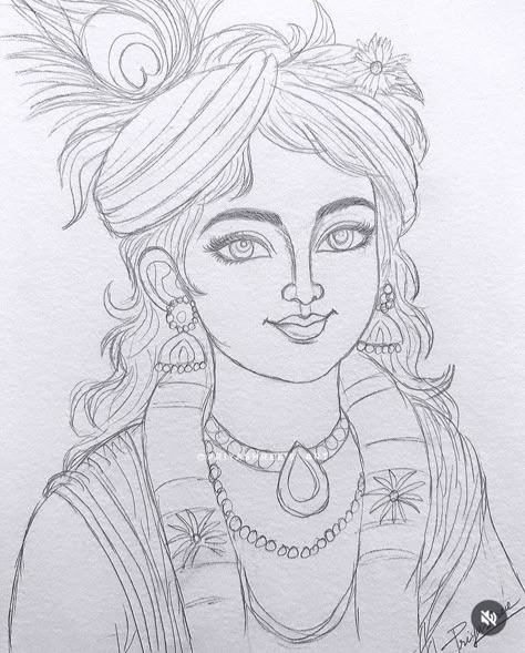 Drawing Of God Krishna, How To Draw Krishna, Lord Krishna Sketch Pencil Easy, Radha Drawing Easy, Gods Drawing Sketch, Krishna Images Drawing, Lord Krishna Pencil Sketch, Drawing Ideas Krishna, Krishna Ji Sketch