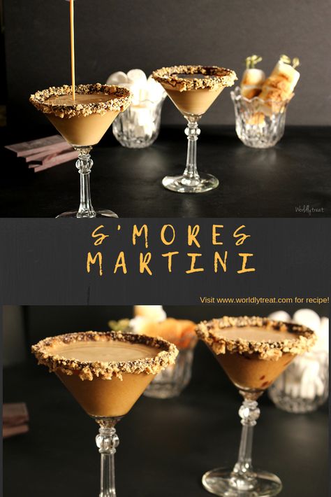 This S’MORES MARTINI ( a.k.a SMoretini)- is the perfect drink to sip on chilly fall nights. This martini cocktail recipe is easy to follow. S’mores Espresso Martini, Winter Martini Recipes, Fall Martinis Recipes, Chocolate Martini Recipe, Holiday Martinis, Cocktail Inspiration, Martinis Drinks, Vacation 2024, Yummy Alcoholic Drinks