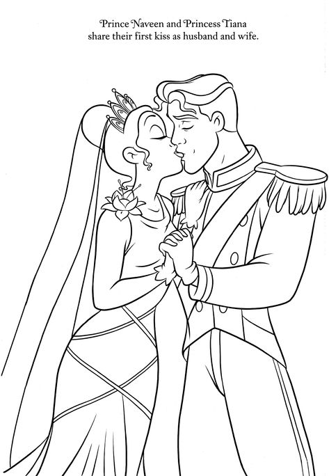 Disney Coloring Pages Disney Colouring, Frog Coloring, Wedding Coloring Pages, Tiana And Naveen, Disney Princess Wedding, Frog Coloring Pages, Disney Princess Coloring Pages, Princess Coloring Pages, Disney Colors