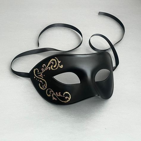 Plain Masquerade Mask, Black And Gold Masquerade Mask For Men, Men’s Masquerade Mask, Mascarade Mask For Men, Black And White Masquerade Mask, Mens Masquerade Mask Black, Masquerade Mask Ideas, Black Mask Masquerade, Mask Ball Party