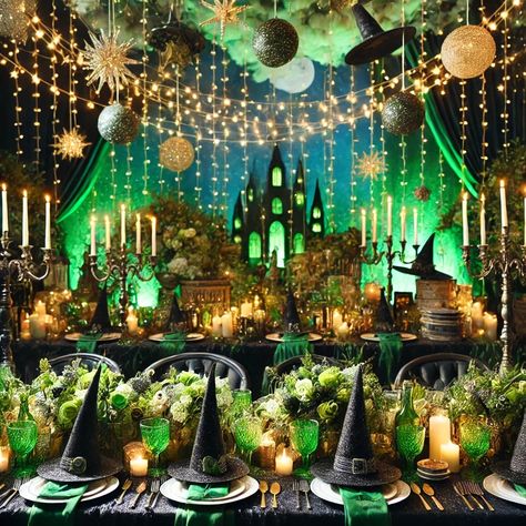 How to Host a Wickedly Good Party!! City Party Theme, Broadway Sweet 16, Emerald City Party, Banquet Themes, Purse Bingo, Wicked Birthday, Broadway Theme, Wicked Party, Wizard Of Oz Birthday