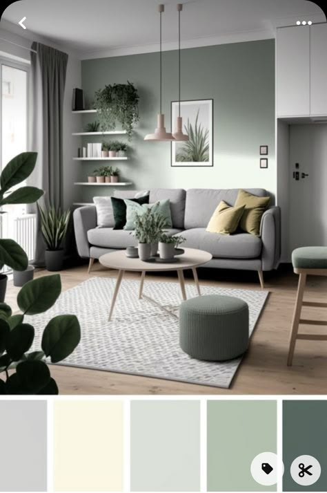 Living Room Color Combination, Sage Green Living Room, Green Living Room Decor, Room Color Combination, Color Palette Living Room, Living Room Wall Color, Room Wall Colors, Living Room Color Schemes, Room Ideas Living Room