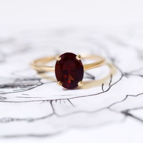 Garnet Engagement Rings, Garnet Engagement Ring, Interlocking Ring, Gold Diamond Wedding Band, Warm Red, Garnet Ring, Engagement Rings Oval, Diamond Solitaire Rings, Red Stone