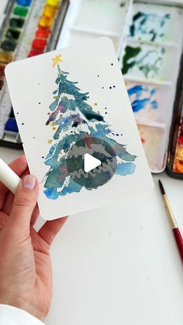 Anna Koliadych on Instagram: "An easy and fun way to paint a Christmas tree🎄❄️🥰. And again, a wax crayon did an amazing job 😅🥰 . #watercolor #watercolortutorial #christmasdecor #diy #christmastree #christmascard #craft" Easter Tree Decorations Ideas, Christmas History, Easter Decorations For Kids, Tree Decorations Ideas, Shabby Chic Easter, Acrylic Painting Diy, Bookmark Craft, Easter Tree Decorations, Ideas For Easter Decorations