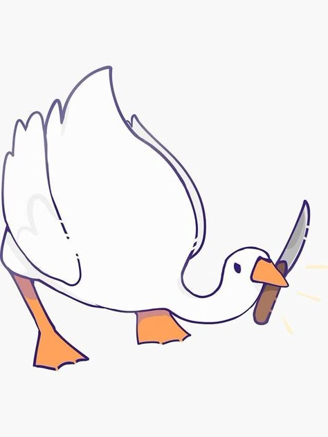 Duck With Knife, Knife Sticker, Peace Was Never An Option, Untitled Goose Game, Goose Game, Duck Drawing, 밈 유머, Dessin Adorable, Cute Animal Drawings