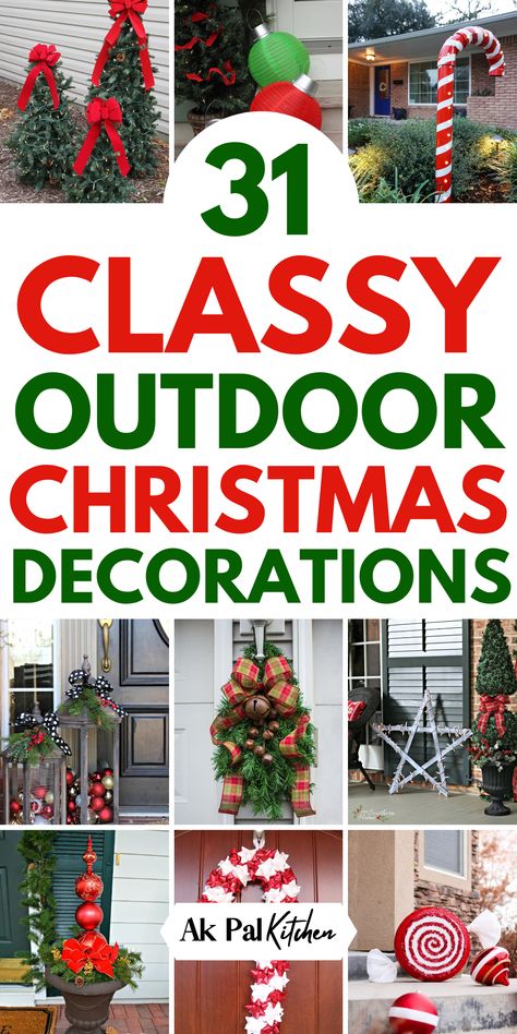 Outdoor Christmas decorations bring holiday cheer to your home. From DIY outdoor Christmas decor to festive holiday front yard displays, transform your space with creative ideas. Use Christmas lights, inflatables, and DIY Christmas wreaths to make your yard stand out. Try simple Christmas porch decorations or create a stunning holiday garden display. Whether you're looking for Christmas yard decor ideas or simple outdoor Christmas decorating ideas, these make your holiday season magical. Simple Christmas Mailbox Decor, Nostalgic Outdoor Christmas Decor, Simple Diy Outdoor Christmas Decorations, Diy Christmas Headstone Saddles, Simple Christmas Outside Decor, Whimsical Christmas Porch Decor, Diy Outdoor Snowman Christmas Yard, Outdoor Walkway Christmas Decor, How To Decorate For Christmas Outdoors