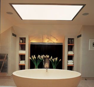 Windowless bathrooms can feel like gloomy uninviting spaces. These bright ideas will flood your bathroom with light, be it borrowed, natural or artificial. Windowless Room Ideas, Fake Window Light, Windowless Room, Skylight Bathroom, Windowless Bathroom, Faux Windows, Window Lighting, Basement Conversion, Basement Bathroom Ideas