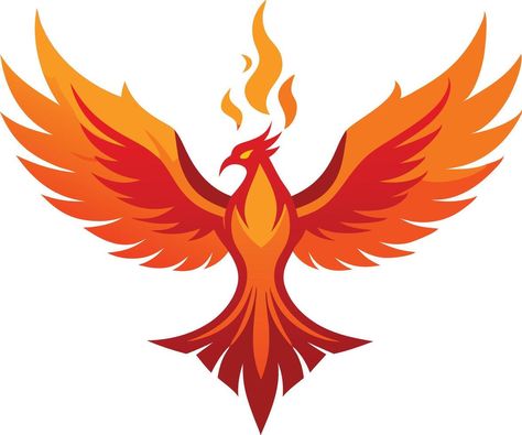 Phoenix bird flying upward, symbolizing rebirth, transformation, and strength in illustration