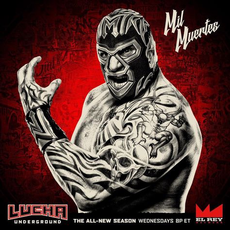 The Man of 1,000 Deaths is ready to put Prince Puma in a casket. Don't miss a BRAND NEW EPISODE of #LuchaUnderground, TONIGHT at 8p ET on @ElReyNetwork! Azteca Tattoo, Paintball Mask, Blue Demon, Professional Wrestlers, Wrestling Stars, Lucha Underground, Wrestling Superstars, Cool Masks, 80s Cartoons