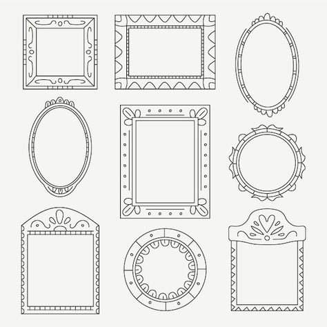 Doodle frame set hand drawn style | Free Vector #Freepik #freevector #hand-drawn-frame #doodle-frame #ornament-hand-drawn #frame-set Frames Design Graphic, Marco Vintage, Black Borders, Vector Doodle, Doodle Frame, Doodle Frames, Cute Easy Doodles, Easy Frame, Drawing Frames