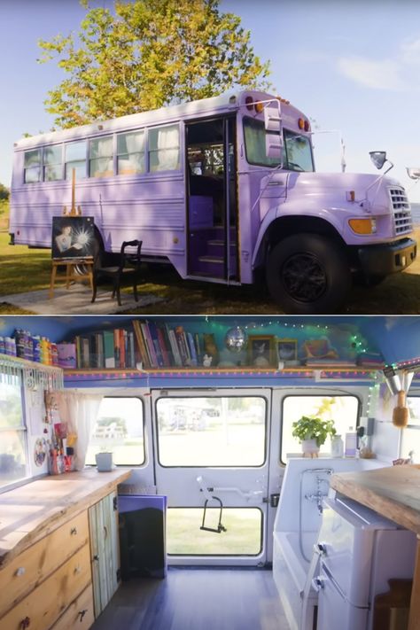 Budget-Friendly Short Bus Camper Build Old Bus Renovation, Skoolie Short Bus Conversion, Bus Converted To Home, Bus Remodel Renovation, Bus Art Studio, Small Bus Living, Live In Bus, Converted Short Bus, Schoolie Bathroom