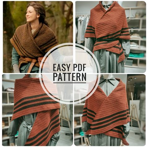 EASY CROCHET PATTERN Don't miss your opportunity to be like your favorite Outlander character Claire. If you like to crochet, then you can easily crochet for Outlander Shawl Pattern, Outlander Crochet, Outlander Clothing, Outlander Shawl, Shawl Pattern Crochet, Outlander Knitting Patterns, Outlander Knitting, Woven Shawls, Crochet Hood