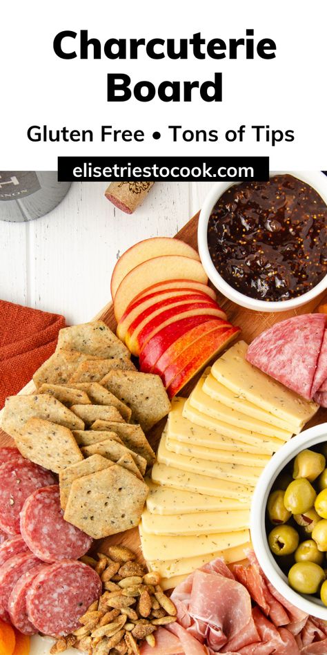 A Gluten-Free Charcuterie Board that is perfect for holidays, entertaining, dinner, special occasions, or snack time. Cheese boards are versatile, fun and tasty. With gluten free ideas, this is a great option for hosting any gathering. Gluten Free Charcuterie Board, Gluten Free Charcuterie, Thanksgiving Snacks, Entertaining Dinner, Gluten Free Ideas, Healthy Appetizer, Christmas Meal, Healthy Holiday Recipes, Holiday Dishes