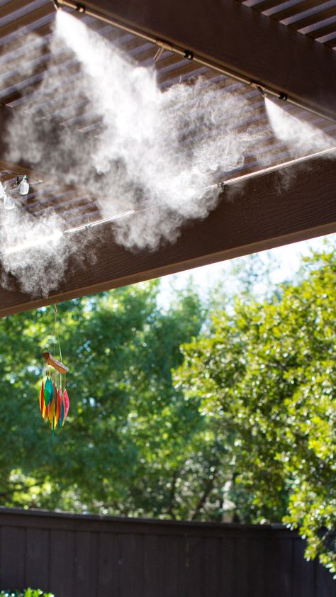 See how aerMist high-pressure misters compare to other home misting and cooling options for a home patio and outdoor living space. Patio Mister, Misting System, Dream Homestead, Patio Spaces, Garden Irrigation, Cooling System, High Pressure, Outdoor Living Space, Outdoor Patio