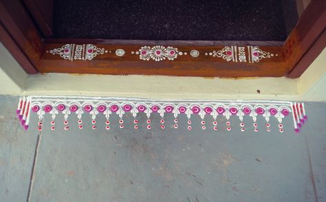 Navaratri festival doorstep border rangoli design Day-5 🌸🌸 Doorstep Rangoli, Navaratri Festival, Creative Rangoli Designs, Creative Rangoli, Border Rangoli, Festival Rangoli, Rangoli Side Designs, Big Rangoli, Big Rangoli Designs