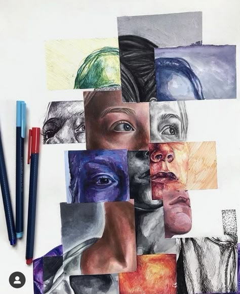 Viewpoints Art Gcse, Large Scale Portraits, Art Final Piece Gcse Inspiration, Distortion Sketchbook Page, Inside Outside Gcse Art, Art Reflection Ideas, Movies Gcse Art, Human Figure Artists Gcse, Gcse Art 3d Final Piece