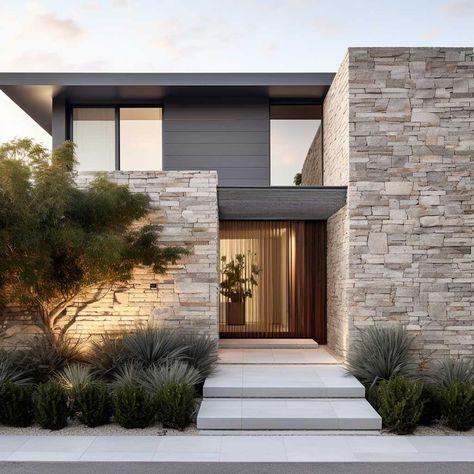 How Stone Cladding Transforms Exterior Walls • 333+ Images • [ArtFacade] Facade Stone Cladding, Garden Wall Cladding Ideas, Modern Brick Exterior House, House Exterior Tiles, Stone Cladding Exterior Modern, Stone Wall Exterior House, Stone Facade House Exterior, Nordic Chalet, Cladding House Exterior